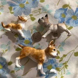 Japanese bone china animal figurine- lot of 3 bulldogs